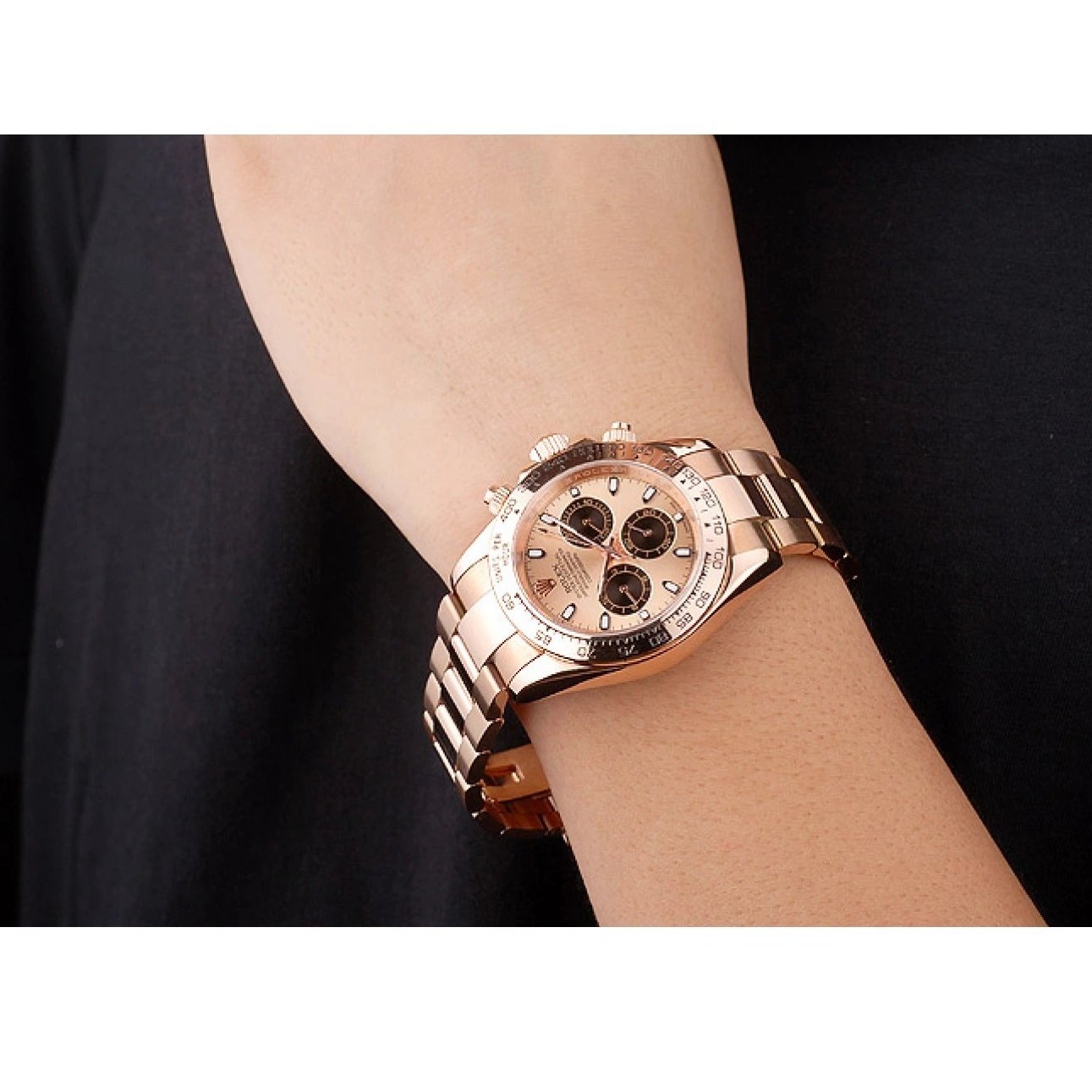 Good copy rolex watches Daytona Rolex Bezel Gold Rose Dial Gold Plated Steel Rose Stainless 0707